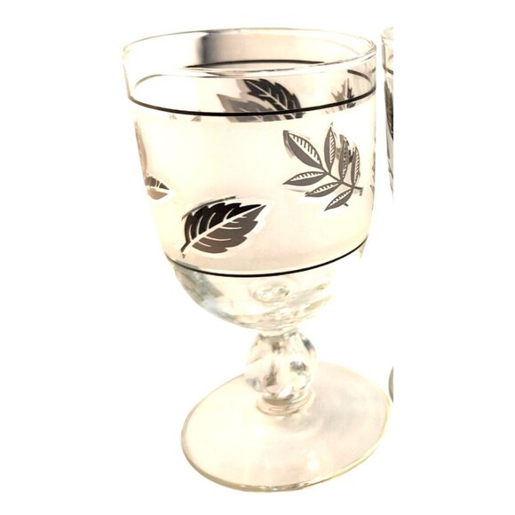 Libbey Frosted Silver Leaves Goblets Mint Condition Set Of 6 Vintage - Picture 10 of 13
